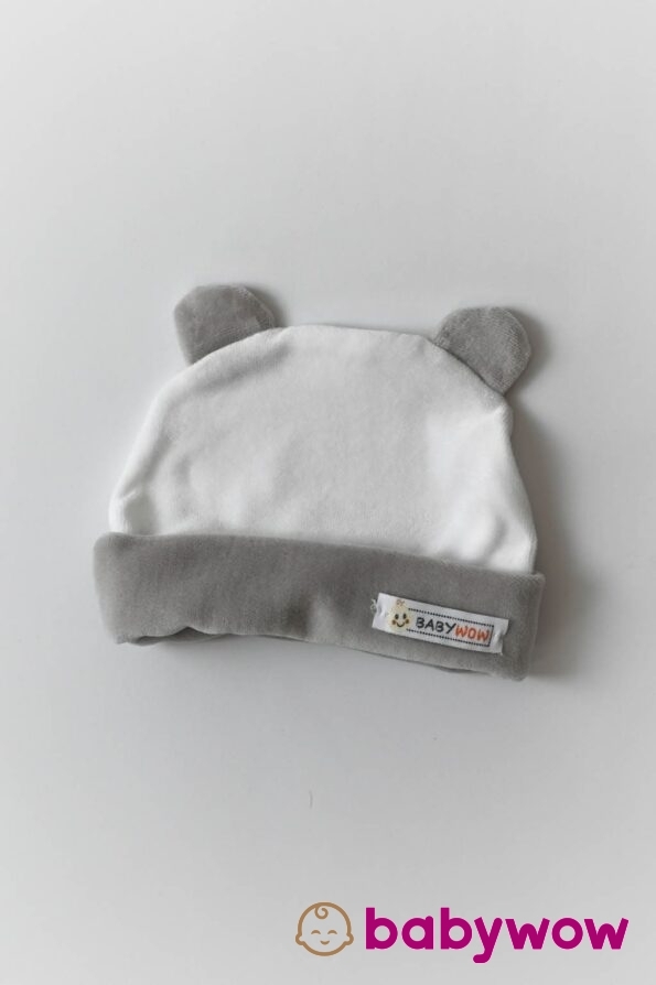 BW122 CAPPELLINO CINIGLIA BIANCO GRIGIO ORECCHIE